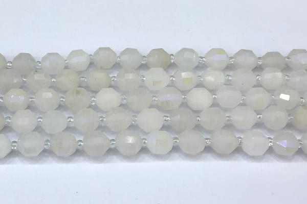 CCB1450 15 inches 9mm - 10mm faceted AB-color white phantom beads