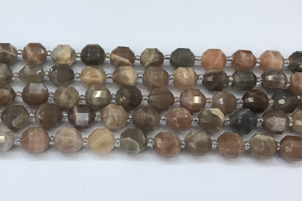 CCB1464 15 inches 9mm - 10mm faceted moonstone beads