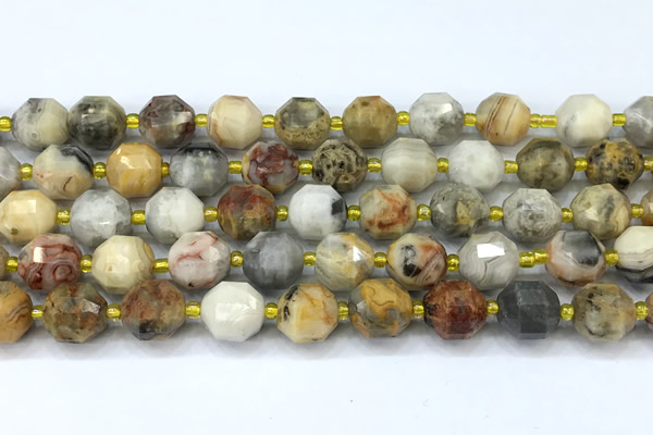 CCB1470 15 inches 9mm - 10mm faceted crazy lace agate beads