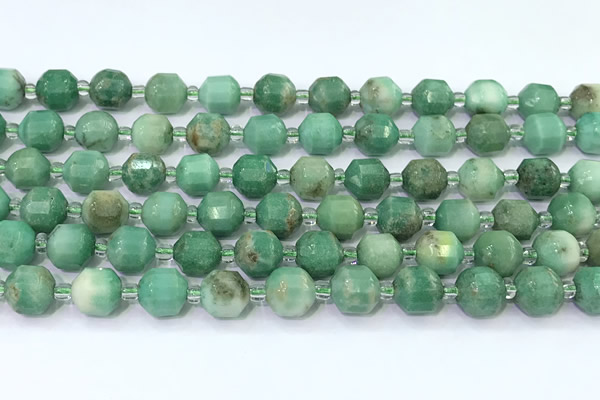 CCB1503 15 inches 7mm - 8mm faceted green grass agate beads