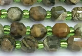 CCB1577 15 inches 5mm - 6mm faceted rhyolite gemstone beads