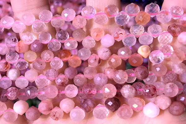 CCB1638 15 inches 6mm faceted teardrop strawberry quartz beads