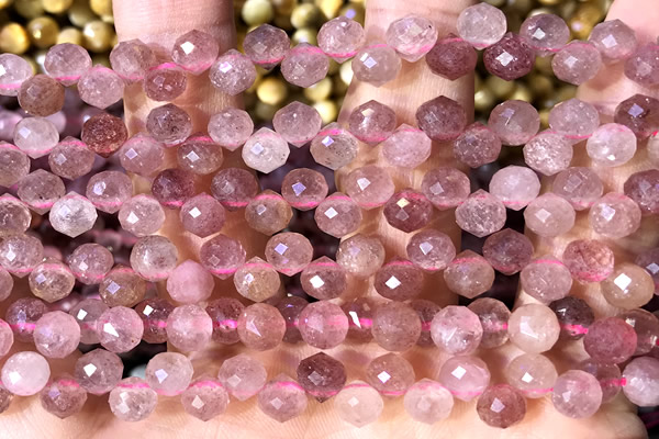 CCB1641 15 inches 6mm faceted teardrop strawberry quartz beads