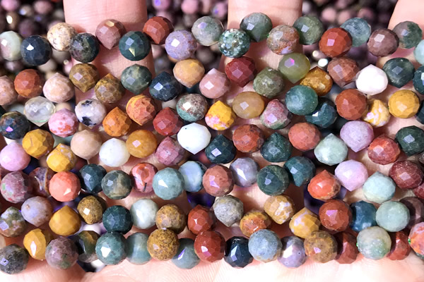 CCB1653 15 inches 6mm faceted teardrop ocean agate beads
