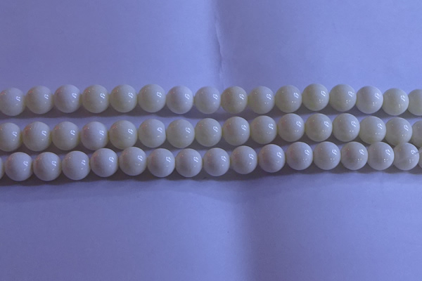 CCB303 15.5 inches 9mm round white coral beads wholesale