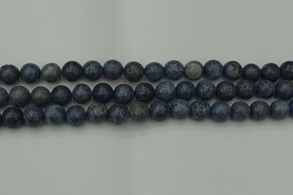 CCB454 15.5 inches 12mm round blue coral beads wholesale