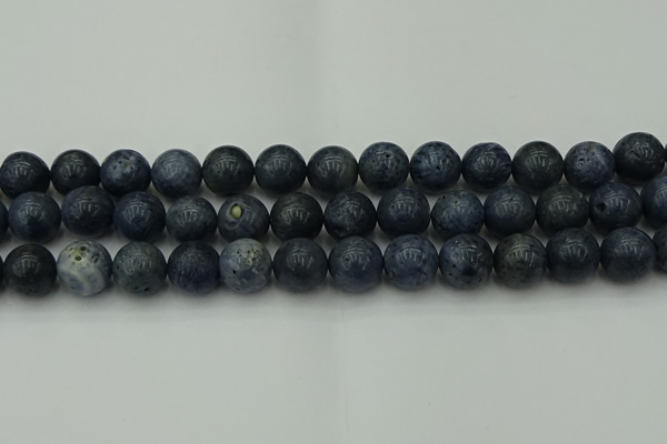 CCB455 15.5 inches 14mm round blue coral beads wholesale