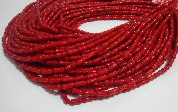 CCB50 15.5 inches 5*11mm bamboo shape red coral beads Wholesale