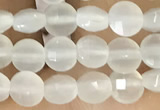 CCB542 15.5 inches 4mm faceted coin white moonstone beads