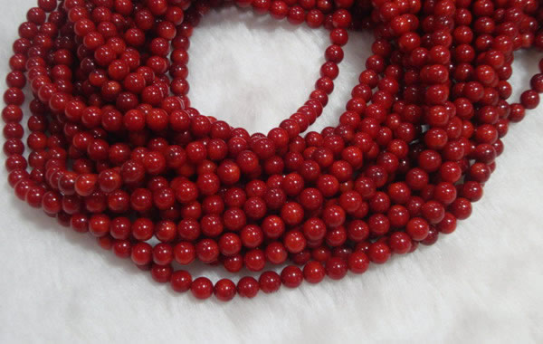 CCB55 15.5 inches 4-6mm round red coral beads Wholesale