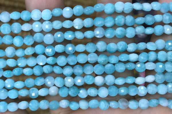 CCB553 15.5 inches 4mm faceted coin amazonite beads wholesale