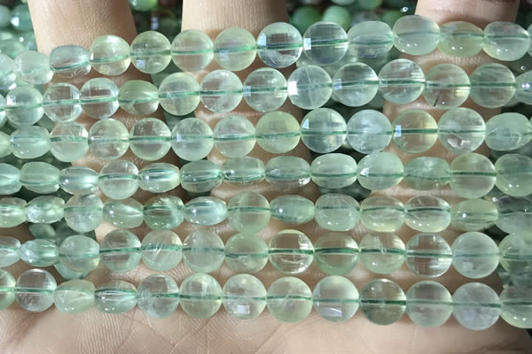 CCB608 15.5 inches 6mm faceted coin prehnite gemstone beads