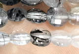 CCB609 15.5 inches 6mm faceted coin black rutilated quartz beads