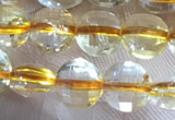 CCB610 15.5 inches 6mm faceted coin golden rutilated quartz beads