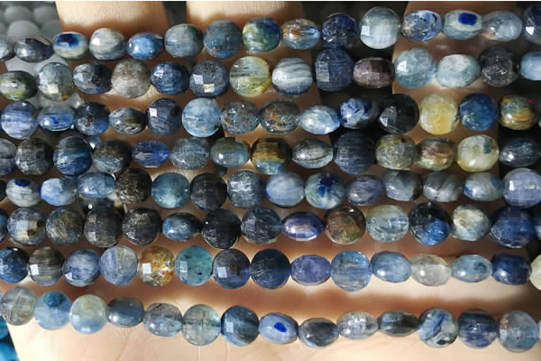 CCB613 15.5 inches 6mm faceted coin natural kyanite gemstone beads