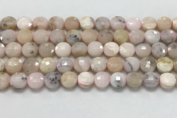 CCB682 15.5 inches 10mm faceted coin pink opal gemstone beads