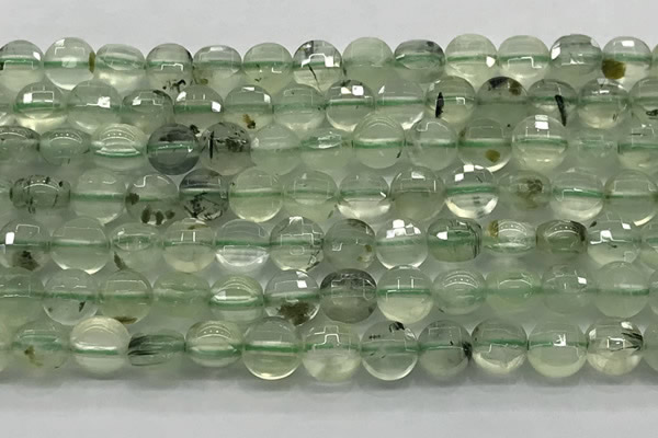 CCB687 15.5 inches 10mm faceted coin prehnite gemstone beads