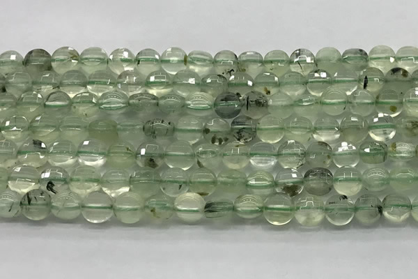CCB702 15.5 inches 6mm faceted coin prehnite gemstone beads