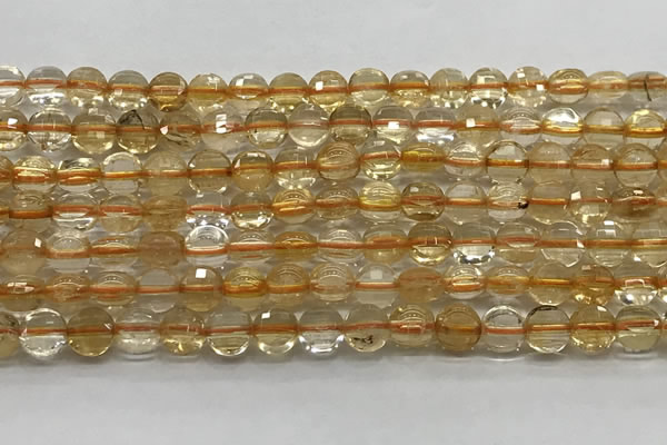 CCB703 15.5 inches 6mm faceted coin citrine gemstone beads