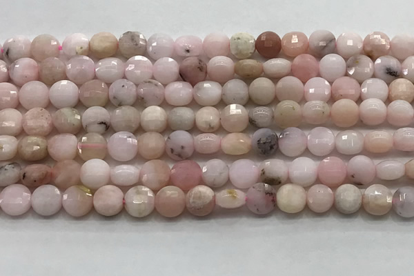 CCB704 15.5 inches 6mm faceted coin pink opal gemstone beads