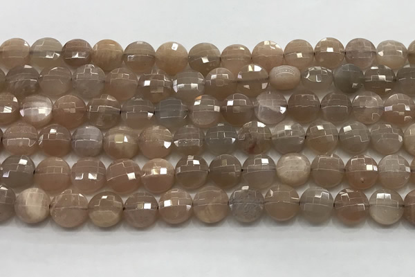 CCB725 15.5 inches 8mm faceted coin moonstone gemstone beads