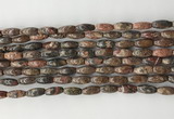 CCB810 15.5 inches 5*12mm rice leopard skin jasper beads wholesale