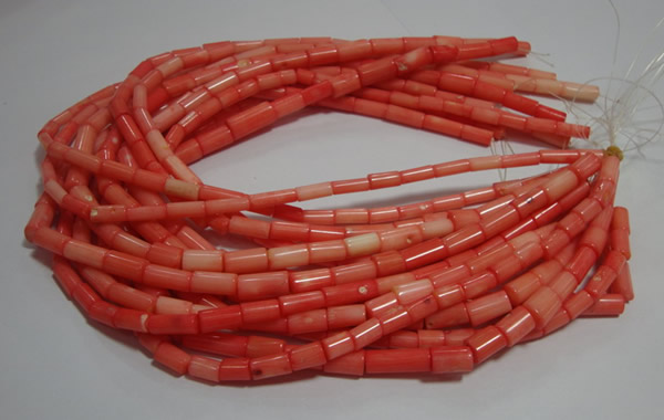 CCB84 15.5 inches 5*10mm column pink coral beads Wholesale