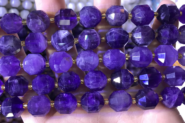 CCB850 15.5 inches 11*12mm faceted amethyst beads wholesale