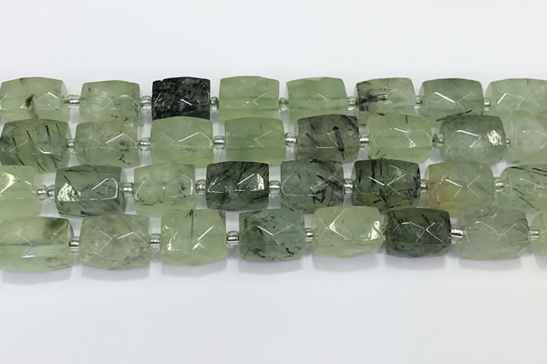 CCB886 11*15mm-12*16mm faceted cuboid green rutilated quartz beads wholesale