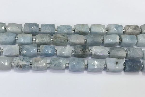 CCB896 11*15mm-12*16mm faceted cuboid aquamarine beads wholesale