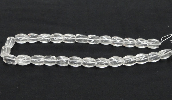 CCC221 10*15mm twisted oval grade AB natural white crystal beads