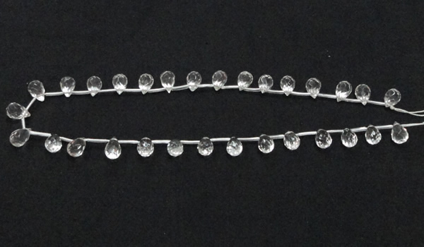 CCC231 8*12mm faceted teardrop grade AB natural white crystal beads