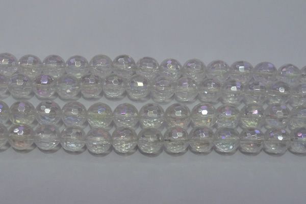 CCC413 15.5 inches 10mm faceted round AB-color white crystal beads
