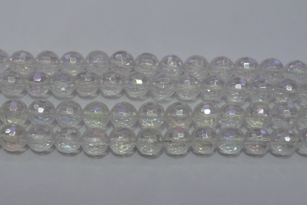CCC414 15.5 inches 12mm faceted round AB-color white crystal beads