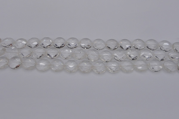 CCC502 15.5 inches 8mm faceted coin natural white crystal beads