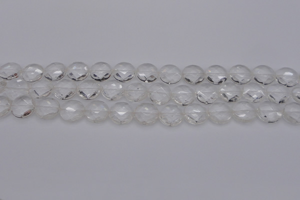 CCC503 15.5 inches 10mm faceted coin natural white crystal beads