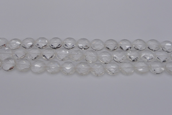 CCC504 15.5 inches 12mm faceted coin natural white crystal beads