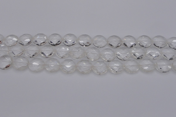 CCC505 15.5 inches 14mm faceted coin natural white crystal beads