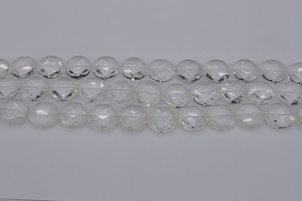 CCC507 15.5 inches 18mm faceted coin natural white crystal beads