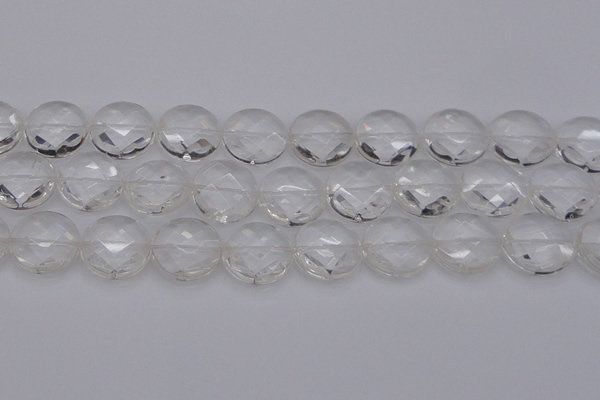 CCC510 15.5 inches 25mm faceted coin natural white crystal beads