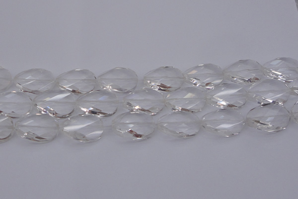 CCC522 15.5 inches 20*30mm twisted & faceted oval white crystal beads