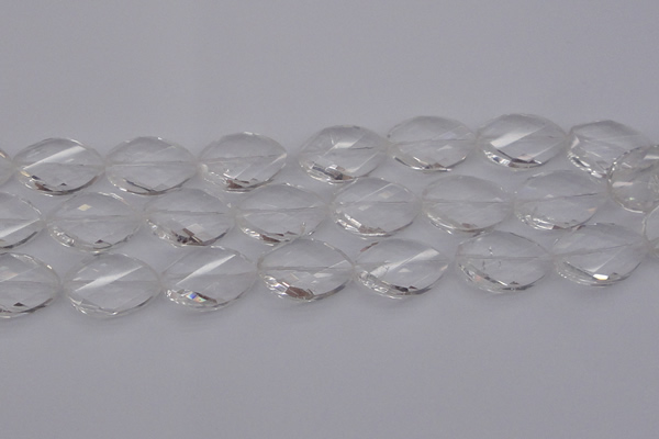CCC527 15.5 inches 20*30mm twisted & faceted teardrop white crystal beads
