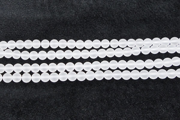 CCC602 15.5 inches 8mm round matte natural white crystal beads