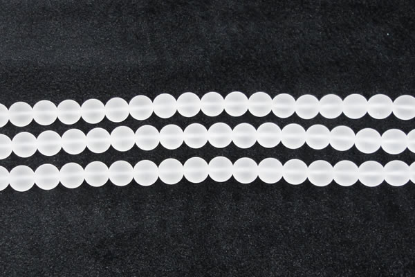 CCC603 15.5 inches 10mm round matte natural white crystal beads