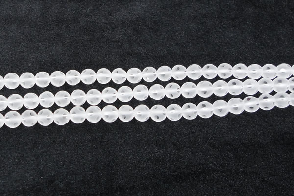 CCC607 15.5 inches 8mm faceted round matte natural white crystal beads