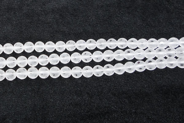 CCC608 15.5 inches 10mm faceted round matte natural white crystal beads