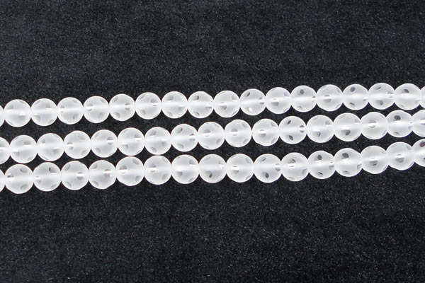 CCC609 15.5 inches 12mm faceted round matte natural white crystal beads