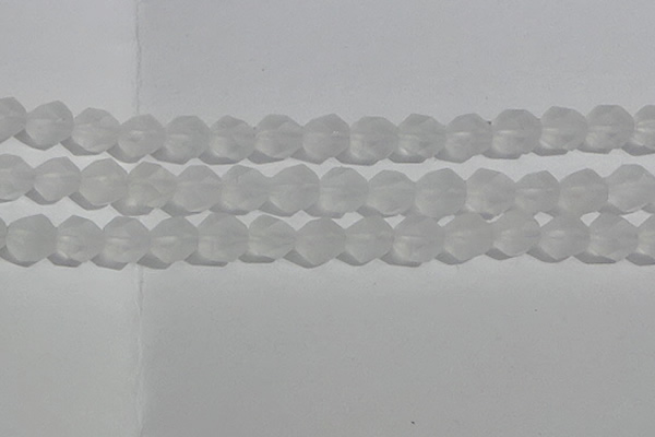 CCC629 15.5 inches 12mm faceted nuggets matte white crystal beads
