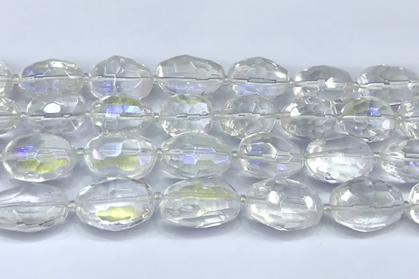 CCC636 15 inches 12*16mm - 15*25mm faceted nuggets AB-color white crystal beads
