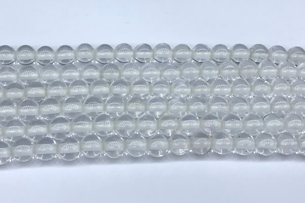 CCC637 15 inches 8mm round white crystal beads, 2mm hole
